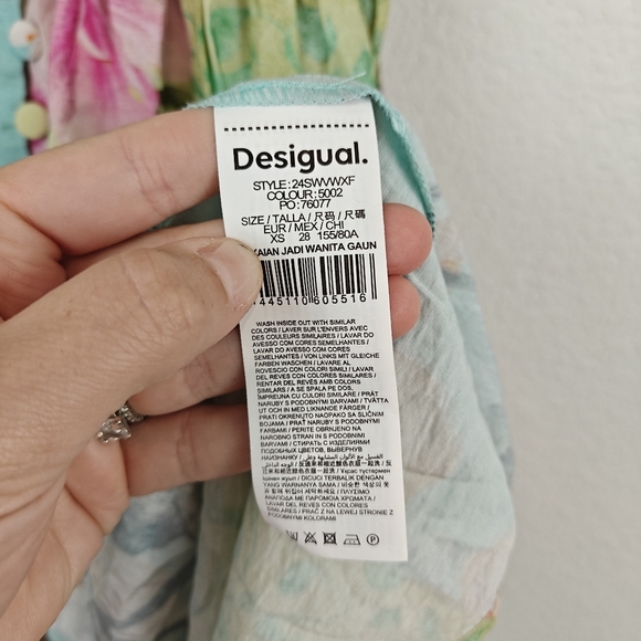 Desigual Nwot Cherry blossom midi Button Up dress Multi Floral Print Size XS - Picture 16 of 16